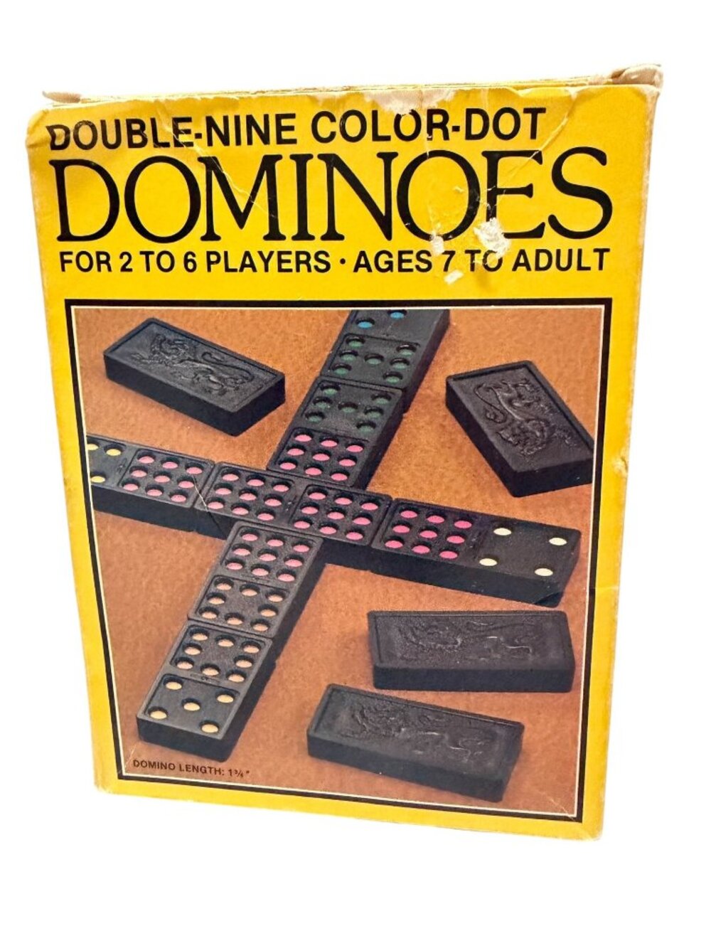 Double-Nine Color-Dot Dominoes Set Black Tiles Lion Western Publishing 1981